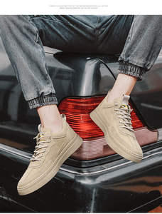 Zapatos de cuero PU negros de moda, zapatillas deportivas casuales con cordones para hombre, los más vendidos, zapatos planos sin cordones para caminar. - Product Image 3