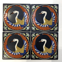 Carreaux à motifs mexicains de style du milieu du siècle 6 pouces par 6 pouces Villa Talavera Carreaux de cheminée pour mur et sol de cuisine