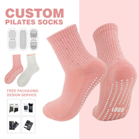 Chaussettes de Pilates respirantes avec logo personnalisé, antidérapantes, à paillettes et strass, chaussettes de Pilates à grip personnalisées
