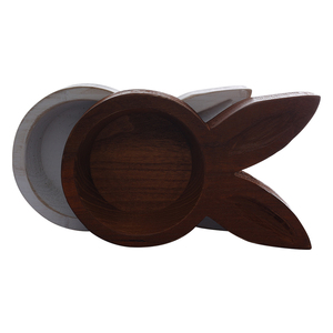 Forher Thỏ Đầu Hình Dạng Bằng Gỗ Bột Bát Bán Buôn Cổ Nhỏ Bằng Gỗ Nến Bát Tay Khắc Cho Trang Trí Nội Thất, Mộc Mạc Bát - Product Image 4