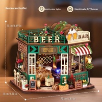 Mainan Puzzle Kayu 3D TSZH6805 Tipsy Restaurant Kit Buatan Tangan DIY Rumah Miniatur 20x15x17cm Usia 10+ Tahun Buatan Cina