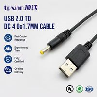 Kabel Daya USB A Male ke DC 4.0x1.7mm DC4017 Ujung Kuning, Kabel Pengisi Daya USB ke DC Tembaga Murni untuk LED Strip, Router, CCTV