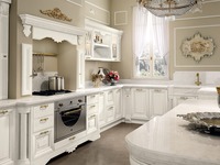 Set Kabinet Dapur Kayu Solid Putih Gaya Eropa Berkualitas Tinggi, Laris Manis, Custom, dan Siap Rakit