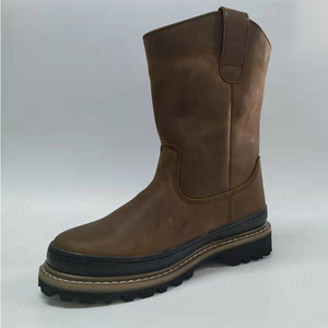 WCY-botas de seguridad para hombre y mujer, botas hasta la rodilla de cuero marrón de Caballo Loco, vaquero occidental con Vástago de acero - Product Image 4