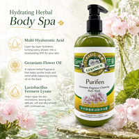 Gel Douche Hydratant au Geranium, Parfum Herbal Longue Durée, Nettoyant Corporel pour le Contrôle du Sébum du Dos, Lavage Doux 500ml