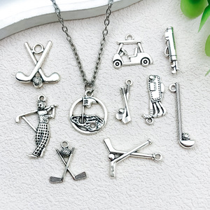 Accessoires en alliage rétro DIY, finition argent antique, support de balle de golf pour équipement sportif - Pendentif porte-clés - Product Image 4