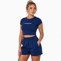 T-shirt court pour femme avec logo personnalisé, manches courtes, col rond, coupe ajustée, extensible, basique, décontracté, streetwear Y2K, fitness, été