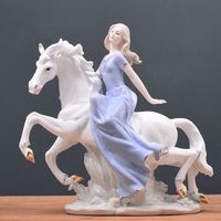 Fille équitation cheval Western femmes ornements décorations pour la maison décorations de caractère en céramique européenne cadeaux de mariage