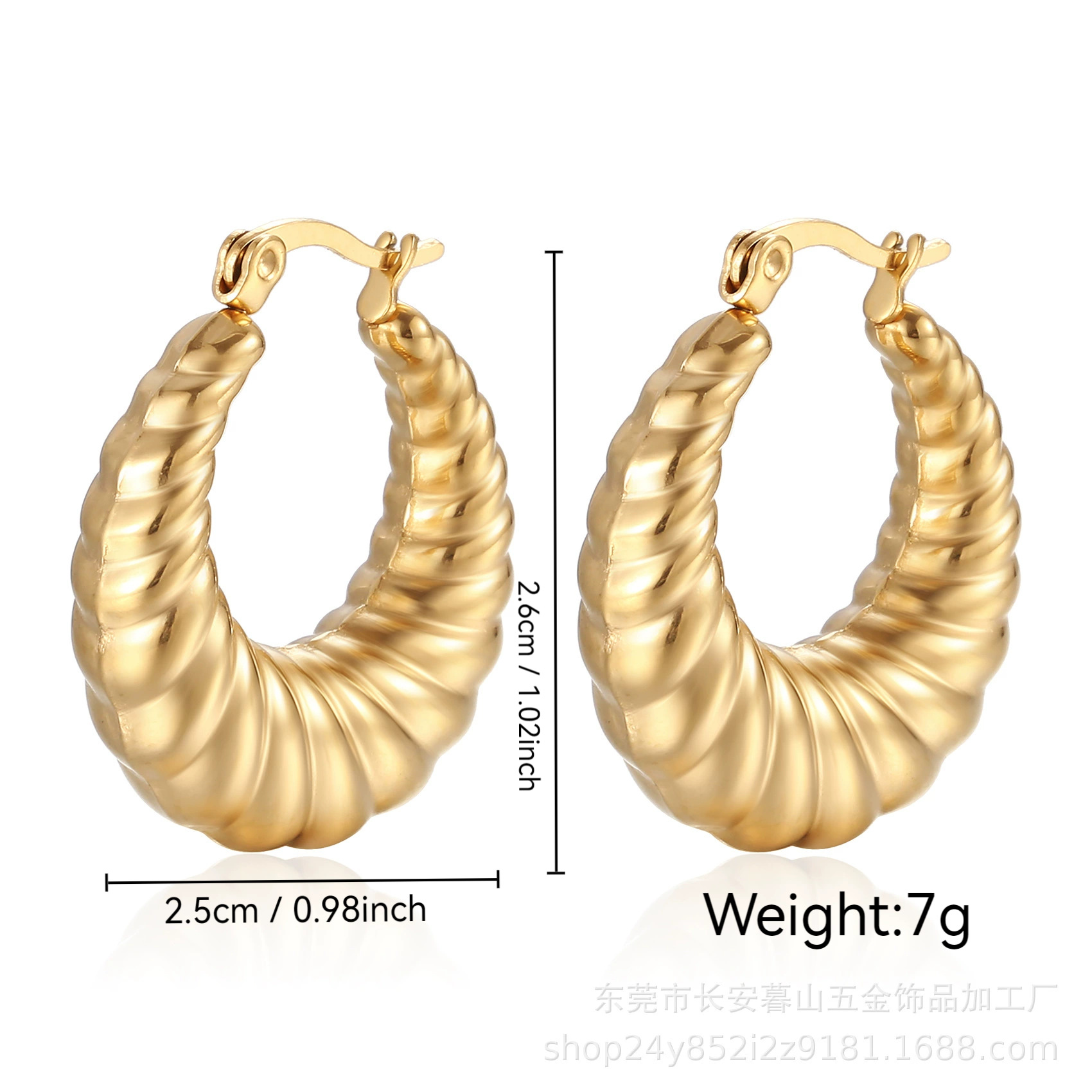 Twill hollow earrings gold ms-001