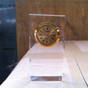 MH-BZ0106 Personalized Crystal Glass <strong>Table</strong> <strong>Clock</strong> - Product Image 1