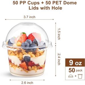 Wholesale Custom Logo Single Wall Disposable <b>Clear</b> PET Round Deli Containers Salad Cups Dessert Plastic Acai Bowls - Product Image 2