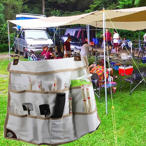 Outdoor Camping Canvas Cutlery Storage Bag Foldable Hanging Cookware Organizer For Camping - Product Image 1