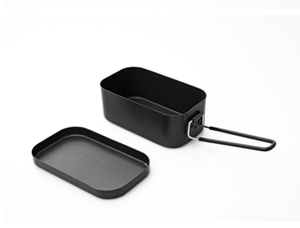 Japanese 500ml 600ml 800ml 850ml 1000ml Portable Aluminum (PTFE Non-stick Coated) Mess Tin Lunch Box with <b>Silicon</b> <b>Tube</b> Handle - Product Image 5