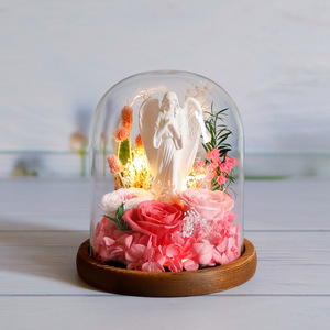 Rosa Eterna Preservada Personalizada en Cúpula de Cristal con Figura de Ángel, Adorno Decorativo <span class=keywords><strong>para</strong></span> <span class=keywords><strong>el</strong></span> Hogar, Rosa Real Eterna, Regalo <span class=keywords><strong>para</strong></span> Boda o San Valentín - Product Image 3