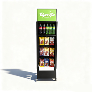 Tùy Chỉnh Cửa Hàng Bán Lẻ Khoai Tây <span class=keywords><strong>Chip</strong></span> Uống Hiển Thị Giá Kim Loại Sàn Đồ Uống Hiển Thị Giá Snack Hiển Thị Đứng Với Móc Và Shlves - Product Image 1