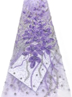 Tissu en dentelle florale brodée de perles et de sequins pour robes de soirée et accessoires - Matière de luxe élégante pour mariage sans élastique