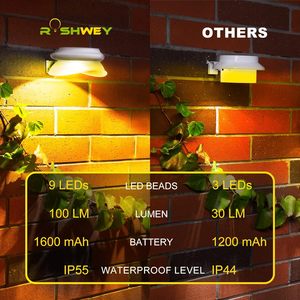 Upgraded 9 LED Solar Gutter <b>Lights</b> Waterproof Outdoor Solar Powered Fence <b>Post</b> Deck <b>Lights</b> Ideal for Eaves Garden Backyard Patio - Product Image 5