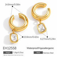 Boucles d'oreilles manchette tendance SUMMLY en acier inoxydable plaqué or 18 carats, étanches, avec zircon géométrique en forme de C, pour femme, cadeau de fête
