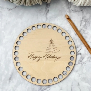 10 Pezzi Base in Legno per Uncinetto con Scritta 'Happy Holidays' |   Disco inciso da 6 pollici (fori da 10 mm) - Product Image 4