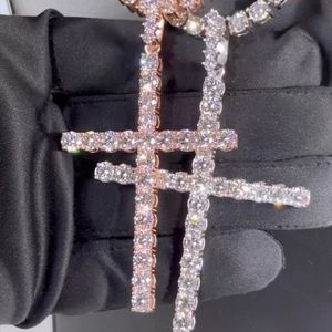 Collana da Uomo Trendy Hip Hop con Croce in Argento S925 e Moissanite, Charm Ghiacciato, Idea Regalo - Product Image 3