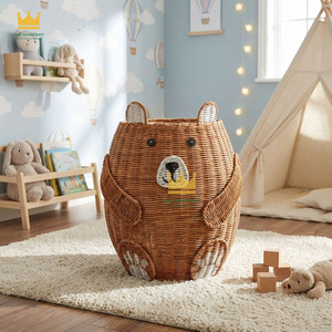 Cute Bear Shaped Rattan <b>Storage</b> <b>Basket</b> Eco-Friendly Handwoven For Children's <b>Toy</b> <b>Storage</b> for Kid Room Nursery - Product Image 1