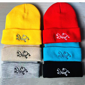 Nouveau bonnet tricoté unisexe en Spandex/Coton, broderie jacquard motif dessin animé original, ajustable, thème Sœur et Signe Astrologique, pour l'extérieur en automne - Product Image 1