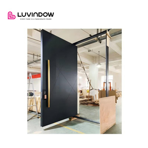 Portes d'entrée modernes personnalisées Conception en bois massif en verre Portes à pivot simple en bois insonorisées anti-poussière - Product Image 5