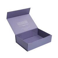 Einzigartiges Design Hellviolette Flache Magnetverschluss-Kartonverpackung für Hautpflegeprodukte