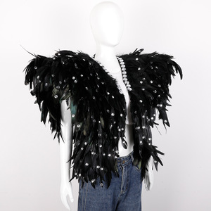 Kadın Vintage Tüy Omuz Pelerini Dramatik Gotik Pelerin Cadılar Bayramı Cosplay Dans Kostümü Özelleştirilmiş Renk Boyutu Yetişkin - Product Image 2