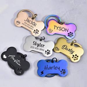 Custom Dog <b>Tag</b> Pet ID <b>Tag</b> Bone Shape Metal <b>Name</b> <b>Tag</b> with Engraved Logo for Dogs and Cats - Product Image 2