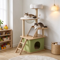Arbre à chat sur mesure en bois, de sol au plafond, de luxe, unique, en sisal, meuble tour pour chat, maison d'extérieur pour chat