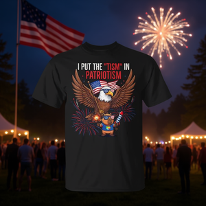 Camiseta I Put The Tism In Patriotism Eagle con diseño patriótico para hombres y mujeres - Product Image 3