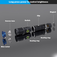 Lampu senter LED MINI 10000 LM, lampu senter logam portabel isi ulang daya USB cerdas, gantungan kunci pertahanan diri