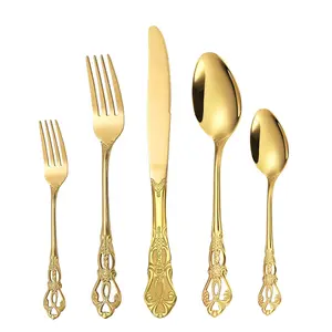 High Selling Hand Forged Metal Shiny Finished Kitchen Cutlery Includes Tea Spoons Knives Forks Table Spoons