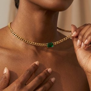 Collana Cubana Personalizzata da Donna Placcata Oro 18K con Diamanti Quadrati, Resistente all'Acqua e all'Ossidazione, Gioielli di Moda all'Ingrosso - Product Image 2