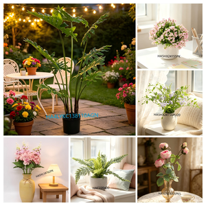 <span class=keywords><strong>Bouquet</strong></span> de fleurs artificielles réalistes, anémones blanches avec centres noirs, brindilles de verdure, eucalyptus pour vase, décoration de fête nuptiale - Product Image 6
