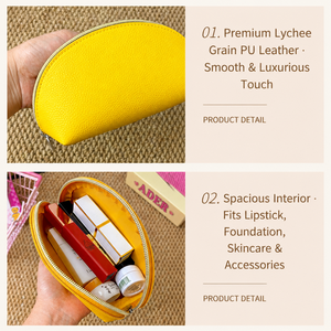 Pochette de maquillage en cuir PU tendance avec fermeture éclair, logo personnalisé, étanche, portable, pour cosmétiques, soins de la peau, rouge à lèvres, vente en gros - Product Image 4