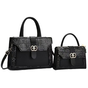 Conjunto de Bolsos de Dos Piezas para Madre e Hija An Ru Shi, Textura de Cocodrilo Negro, Bolso Bandolera de Hombro, Tamaño Mediano, Uso Diario - Product Image 5
