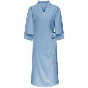 Dropshipping MAISON COEUR Robe de Nuit Femme Élégante en Satin Soie Tactile Col V Manches Trois Quarts Rose/Bleu Haute Qualité pour l'Été - Product Image 2