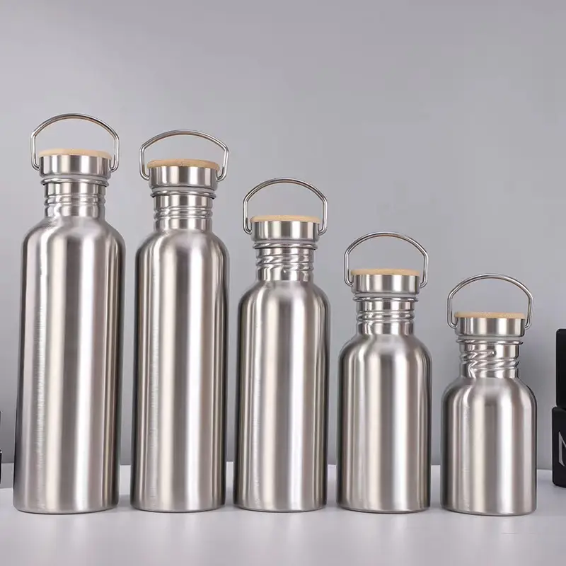 Metal kapaklı 24oz tek duvarlı paslanmaz çelik su şişesi