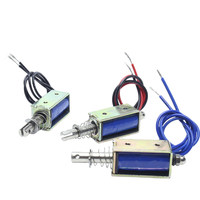 Actuador de solenoide micro personalizado de CC 24V/12V, bistable, de tipo pulsador con retención, de carrera corta, de marco abierto, para montaje atornillado, con retracción al encendido