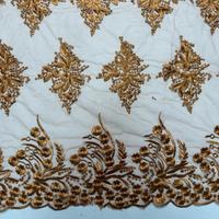 Tissu en dentelle africaine vintage en gros, tissu en dentelle brodé en tulle et maille à fleurs kaki pour robes de mariée