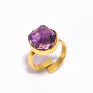 Bague de mariage en argent sterling 925 avec pierres précieuses en tourmaline noire brute naturelle plaquée or bijoux fins avec technologie d'incrustation de réglage - Product Image 2