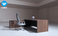 Bureau de direction en bois en forme de L LIWEI avec tiroirs de rangement, personnalisable pour usage commercial