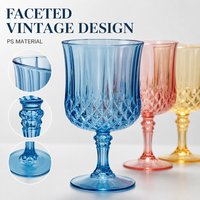 Gobelet à vin en plastique PS Diamond Vintage 220 ml, verres à pied colorés pour fêtes