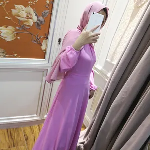 Vestidos hijab elegantes de gasa, nuevos modelos de abaya en Dubái, 9 colores, en stock