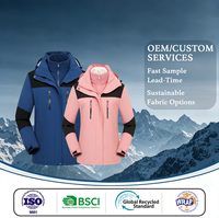 Vêtements d'extérieur d'hiver imperméables, manteaux de pluie 2 couches, veste technique de ski de montagne 3 en 1 avec veste polaire amovible 2 couches