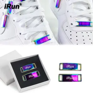 iRun Rainbow dubraes sneaker charm lace lock gradient speckle shoe charm custom laser logo print logo