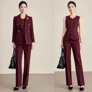 Women's Wool Suit Set Winter Thickened 2025 New Style Gray High-End Professional Formal Wear Commute Anti-Wrinkle - Product Image 1