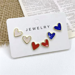 Pendientes de <span class=keywords><strong>tortuga</strong></span> de esmalte rojo bonito, pendientes Mini de cereza roja/Corazón, joyería de cobre de moda al por mayor - Product Image 5